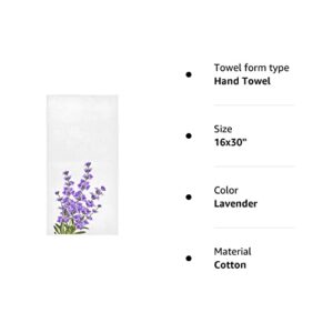 Naanle Beautiful Lavender Flower Print Elegant Soft Guest Hand Towels for Bathroom, Hotel, Gym and Spa (16 x 30 Inches,Violet White)