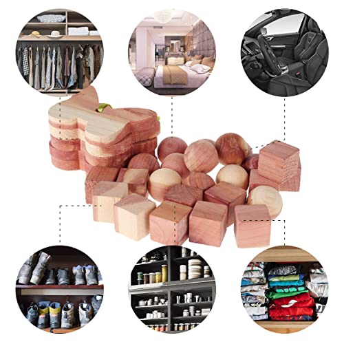 Safe Cedarwood Balls Closet Deodorizer for Clothes Protection Cedar Wood Blocks Clothes Freshener Natrual Cedar Wood Discs & Cedar Rings for Drawers Wardrobe 29pcs(29pcs)