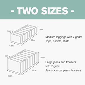 3PCS-7Grids Wardrobe Clothes Organizer and Storage Grids For Jeans Drawers Pants and Leggings (White,3PCS 7Grids - Jeans)