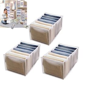 3pcs-7grids wardrobe clothes organizer and storage grids for jeans drawers pants and leggings (white,3pcs 7grids - jeans)