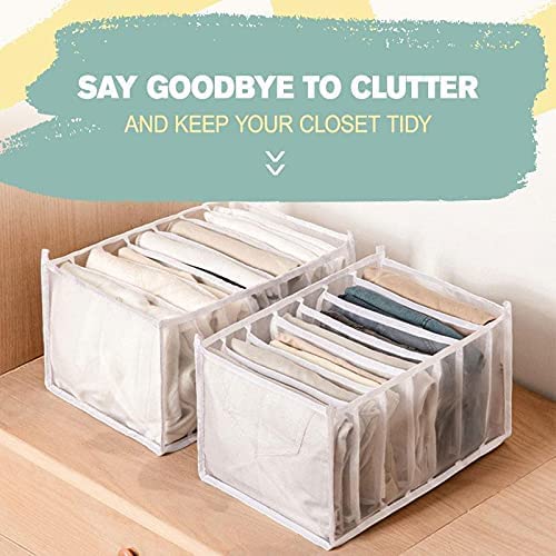 3PCS-7Grids Wardrobe Clothes Organizer and Storage Grids For Jeans Drawers Pants and Leggings (White,3PCS 7Grids - Jeans)