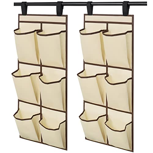 JMLHMXC 6 Pockets- Shoe Organizer Hanging,Space Saving, Used with Our Double Layer Shoe Rack, Hook and Loop Fasteners,31.3×12.6 Khaki