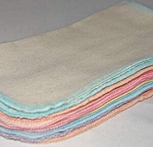 1 Ply Organic Flannel Washable Baby Wipes 8 x 8 Inches 10 Pack Assorted Pastel Set