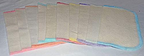 1 Ply Organic Flannel Washable Baby Wipes 8 x 8 Inches 10 Pack Assorted Pastel Set