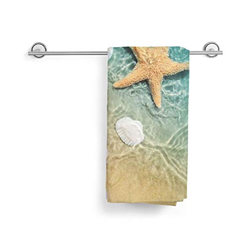 MSGUIDE Starfish Seashell On Beach Hand Towels for Bathroom Clearance Decor Face Towels Microfiber Towels Soft Fingertip Towel for Gym Yoga Spa Pool Sport Hotel