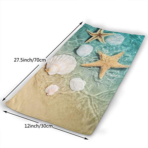 MSGUIDE Starfish Seashell On Beach Hand Towels for Bathroom Clearance Decor Face Towels Microfiber Towels Soft Fingertip Towel for Gym Yoga Spa Pool Sport Hotel