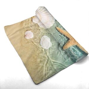 MSGUIDE Starfish Seashell On Beach Hand Towels for Bathroom Clearance Decor Face Towels Microfiber Towels Soft Fingertip Towel for Gym Yoga Spa Pool Sport Hotel