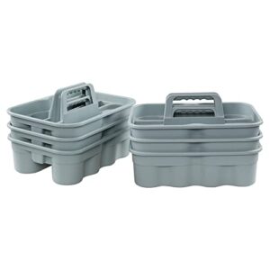 rinboat 6-pack plastic storage caddy, cleaning caddy with handle, gray