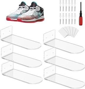 jehupa floating shoe rack display racks - set of 6 clear display wall mounted shoe racks, acrylic hanging shoe display stands for displaying sneakers