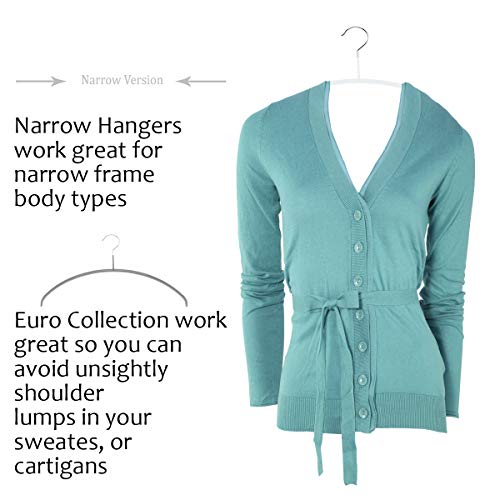 Mawa by Reston Lloyd Euro Narrow Clothing Hangers, Set of 10,White