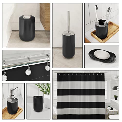 Clara Clark Bathroom Set – Bathroom Shower Curtain Sets with Liner, 20PC Bathroom Accessory Set, Bathroom Sets, Black Bathroom Accessories Set Complete with Shower Curtain Set with Liner and Hooks