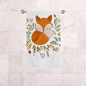 Top Carpenter Soft Hand Fingertip Towels 2 Pcs Face Bath Towels Sleeping Fox Absorbent Washcloths for Bathroom Hotel Kitchen 30x15in