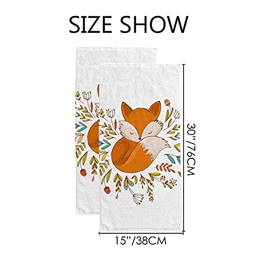 Top Carpenter Soft Hand Fingertip Towels 2 Pcs Face Bath Towels Sleeping Fox Absorbent Washcloths for Bathroom Hotel Kitchen 30x15in