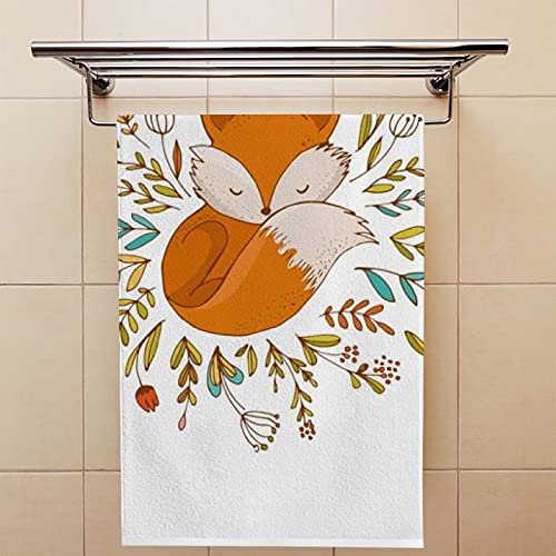 Top Carpenter Soft Hand Fingertip Towels 2 Pcs Face Bath Towels Sleeping Fox Absorbent Washcloths for Bathroom Hotel Kitchen 30x15in