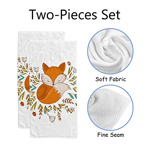 Top Carpenter Soft Hand Fingertip Towels 2 Pcs Face Bath Towels Sleeping Fox Absorbent Washcloths for Bathroom Hotel Kitchen 30x15in