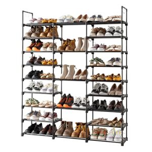 shoe rack storage organizer 9/10 tiers tall shoe organizer shoe storage for entryway holds 50-80 pairs shoe and boots, free standing shoe racks shoe shelf shoe cabinet for closet bedroom hallway