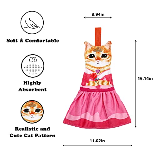 AGRIMONY Cat Funny Hand Towels for Bathroom Kitchen - Cute Decorative Fairy Tale Cat Decor Hanging Washcloths Towels Super Absorbent Soft-Housewarming Gift for Cat Lovers - Orange