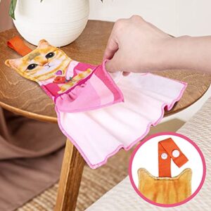 AGRIMONY Cat Funny Hand Towels for Bathroom Kitchen - Cute Decorative Fairy Tale Cat Decor Hanging Washcloths Towels Super Absorbent Soft-Housewarming Gift for Cat Lovers - Orange