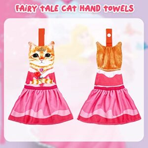 AGRIMONY Cat Funny Hand Towels for Bathroom Kitchen - Cute Decorative Fairy Tale Cat Decor Hanging Washcloths Towels Super Absorbent Soft-Housewarming Gift for Cat Lovers - Orange