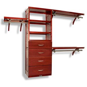 John Louis Home 16in. Deep Deluxe Organizer with 4 Drawers (8in. - 10in. Deep) - Red Mahogany Finish