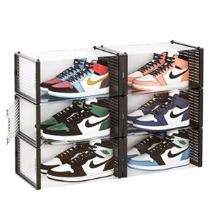 aoteng star clear shoe boxes plastic stackable,shoe storage box closet shoes organizer display case,6 pack breathable foldable shoe containers with lids,real clear storage box for men women's