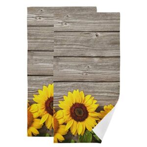 hand towel 2pack sunflower wood vintage style 28x14.5 inch ultra soft highly absorbent bath towel kitchen dish guest towel home bathroom decor