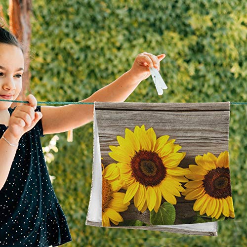 Hand Towel 2pack Sunflower Wood Vintage Style 28x14.5 inch Ultra Soft Highly Absorbent Bath Towel Kitchen Dish Guest Towel Home Bathroom Decor