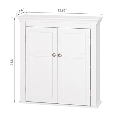 UTEX Bathroom Wall Cabinet,Bathroom Cabinet Wall Mounted with Doors and Ajustables Shelves, Wood Hanging Cabinet Over The Toilet,White