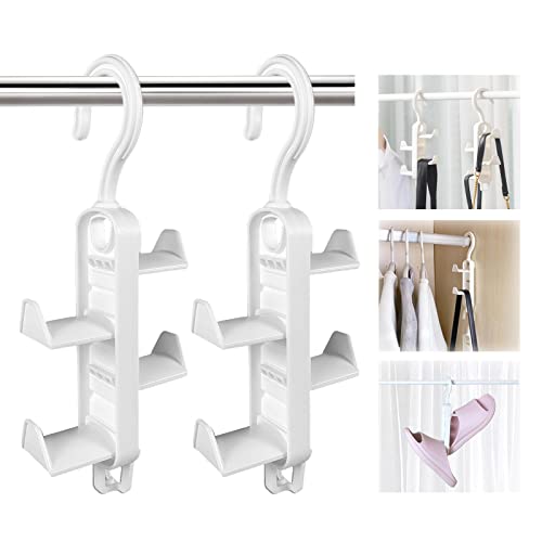 2 Pack Ladies Purse Hanger, Stackable Closet Hook Organizer, Durable Purse Rack, Space Saving Hanger, Easy to Assemble, White