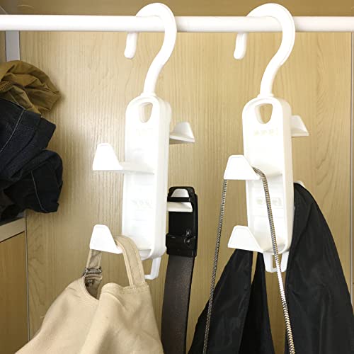 2 Pack Ladies Purse Hanger, Stackable Closet Hook Organizer, Durable Purse Rack, Space Saving Hanger, Easy to Assemble, White