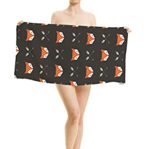 oFloral Foxes and Arrows Hand Towels Cotton Washcloths,Seamless Pattern Fox Head On Black Super-Absorbent Soft Towels for Bath/Kitchen/Yoga/Golf/Face Towel for Men/Women/Girl/Boys 15X30 Inch