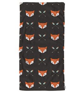 ofloral foxes and arrows hand towels cotton washcloths,seamless pattern fox head on black super-absorbent soft towels for bath/kitchen/yoga/golf/face towel for men/women/girl/boys 15x30 inch