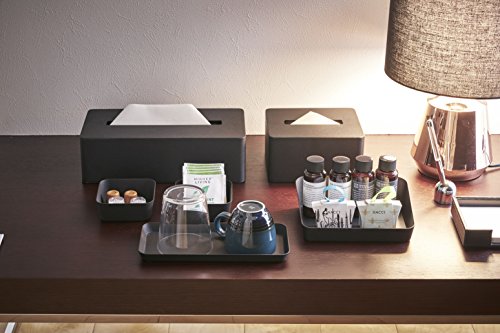 YAMAZAKI home Tower Amenity Tray L Black, Flat,3.5"L x 3.5"W x 1.6"H