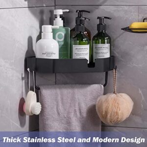 Wanlidor Corner Shower Caddy with Soap and Tower Holder 4 Movable Hooks,Stainless Steel 4-Pack Black Adhesive Shower Oraganizer Shower Shelves for Bathroom Kitchen Storage(No Driling or Drilling)