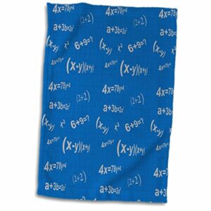 3d rose white math formulas on a blue background hand/sports towel, 15 x 22