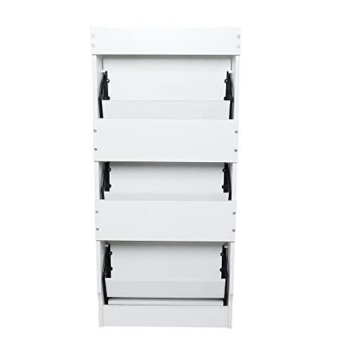 YIYIBYUS Shoe Organizer Three-Tiered Bucket Shoe Storage Cabinet Home Modern White Shoe Rack Shelf Fold-Out Drawers for Outdoor Indoor Entryway 19.68x6.69x43.31in