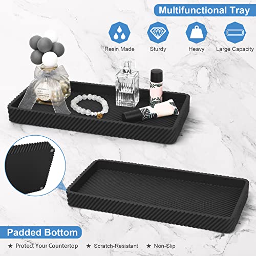 Bathroom Accessories Set 4Pcs-Lotion Soap Dispenser,Toothbrush Holder,Qtip Holder Dispenser,Vanity Tray for Decor Bathroom Countertop,Vanity Organizer-Matte Black