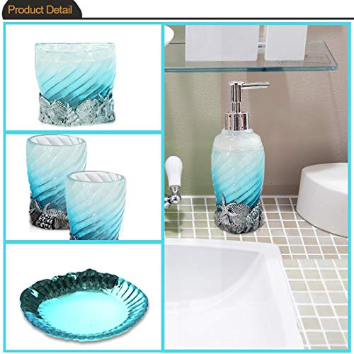 Hotsan Bathroom Accessory Set, 5 PCS Bath Ensemble Set Includes Soap Dispenser, Soap Dish, Tumbler, Toothbrush Holder - Polyresin Glass for Home, Office, Superior Hotel