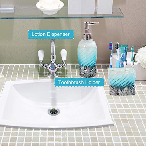 Hotsan Bathroom Accessory Set, 5 PCS Bath Ensemble Set Includes Soap Dispenser, Soap Dish, Tumbler, Toothbrush Holder - Polyresin Glass for Home, Office, Superior Hotel