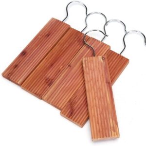 Wahdawn Cedar Hangers Planks Balls for Clothes Storage Closets Drawers Fresh Scent (4 Hangups and 10 Balls)