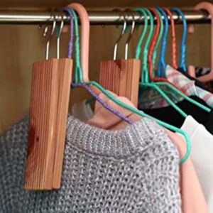 Wahdawn Cedar Hangers Planks Balls for Clothes Storage Closets Drawers Fresh Scent (4 Hangups and 10 Balls)