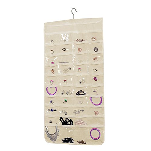 Qrandy 80 Pockets Hanging Closet Jewelry Dual-sided Organizer