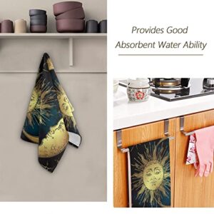 WIHVE Hand Towels Set of 2 Bohemian Sun Moon Highly Absorbent Soft Towel for Bathroom 14.4 x 28.3 Inch