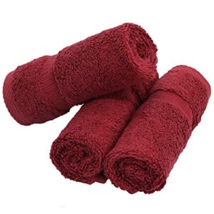 Luxury Hotel & Spa Collection, 100% Turkish Cotton 700 GSM Cloth, for Body wash, Makeup Remover & Facial Cleaning, Baby, face, Dobby Border Soft washcloths Towel Set 13" X 13", Cranberry, Set of 6