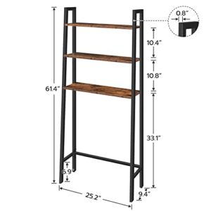 HOOBRO Over The Toilet Storage, 3 Tier Over Toilet Bathroom Organizer with Adjustable Feet, Industrial Multi-Functional Toilet Rack, Bathroom Storage Organizer, Easy to Assemble, Rustic Brown BF42TS01