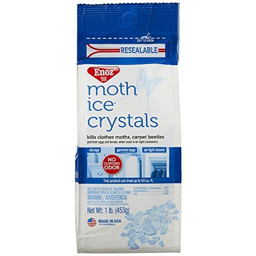 Enoz Moth Ice Crystals, Kills Clothes Moths and Carpet Beetles, No Clinging Odor, 16 Oz (Pack of 2)