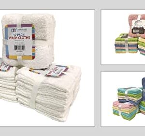 American Mills 100% Cotton Wash Cloths (Assorted-8,1), 12'' X 12''