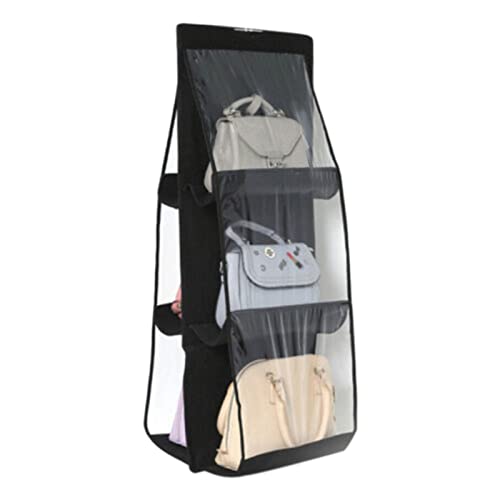 WskLinft Hanging Organizer Storing 3 Layers 6 Pockets Space Saving Hanging Bag Household Products Black