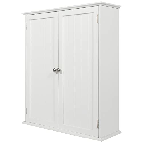 ALAPUR Bathroom Cabinet Wall Mounted,Over Toilet Storage Cabinet with 2 Doors and Adjustable Shelves,Wood Medicine Cabinet for Bathroom, White