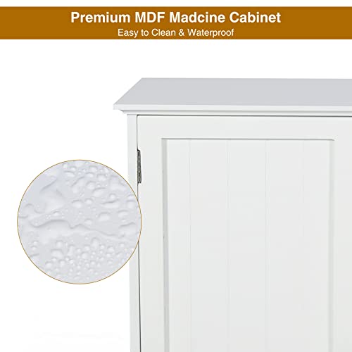 ALAPUR Bathroom Cabinet Wall Mounted,Over Toilet Storage Cabinet with 2 Doors and Adjustable Shelves,Wood Medicine Cabinet for Bathroom, White